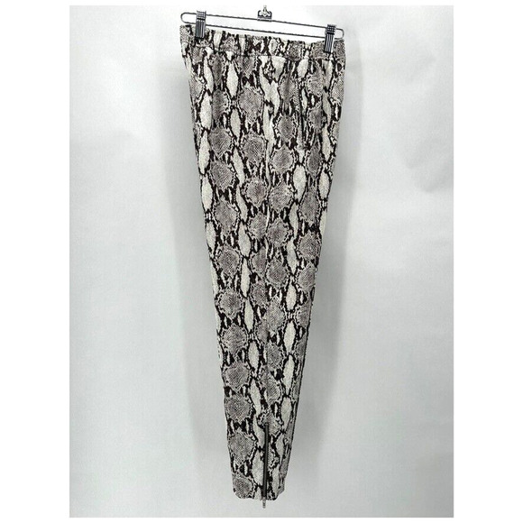 ALC Elijah Python Print Pants Size 2 Brown Ivory Ankle Zip Pull On Preppy Glam - Picture 7 of 12